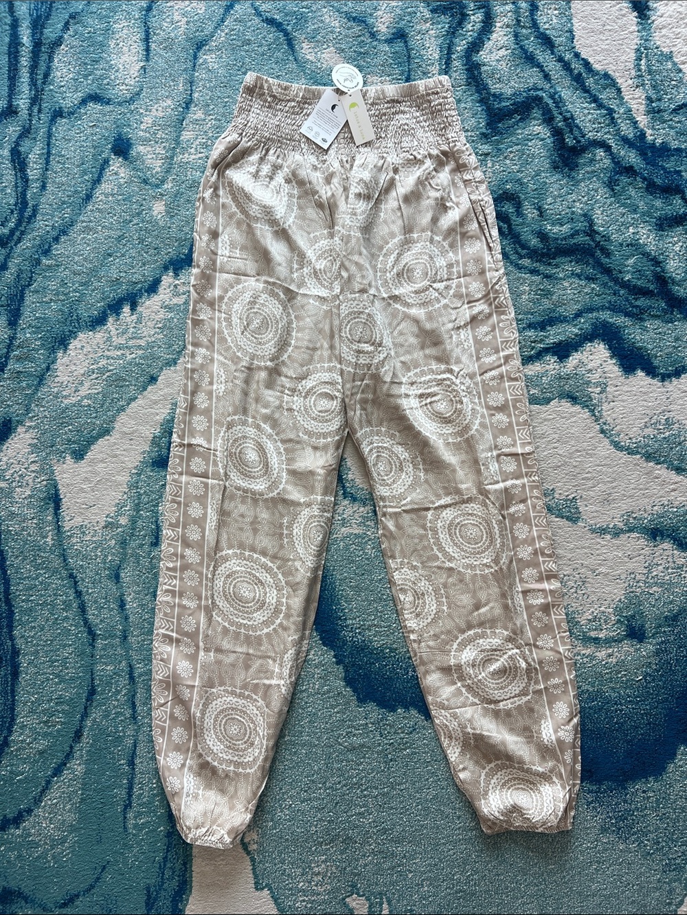 Lotus and Luna Beige Printed Joggers
